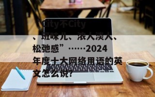 “City不City、班味儿、浓人淡人、松弛感”……2024年度十大网络用语的英文怎么说？
