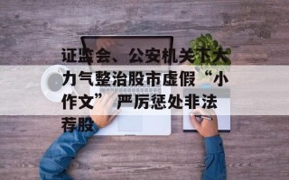 证监会、公安机关下大力气整治股市虚假“小作文” 严厉惩处非法荐股