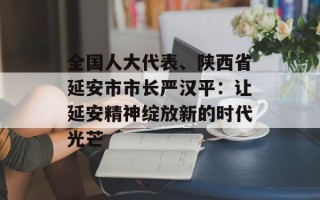 全国人大代表、陕西省延安市市长严汉平：让延安精神绽放新的时代光芒
