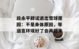 段永平辟谣退出雪球原因：不是身体原因，等语言环境好了会再回来