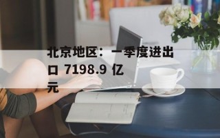 北京地区：一季度进出口 7198.9 亿元
