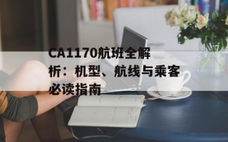 CA1170航班全解析：机型、航线与乘客必读指南