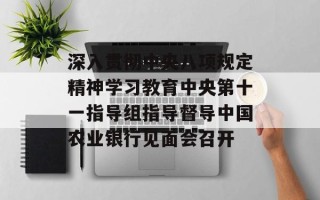 深入贯彻中央八项规定精神学习教育中央第十一指导组指导督导中国农业银行见面会召开