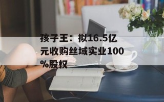 孩子王：拟16.5亿元收购丝域实业100%股权