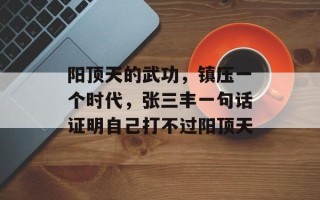 阳顶天的武功，镇压一个时代，张三丰一句话证明自己打不过阳顶天