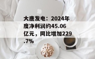 大唐发电：2024年度净利润约45.06亿元，同比增加229.7%