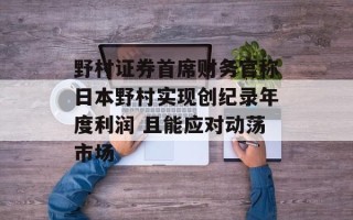 野村证券首席财务官称日本野村实现创纪录年度利润 且能应对动荡市场