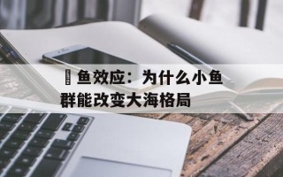 鮸鱼效应：为什么小鱼群能改变大海格局