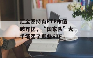 汇金系持有ETF市值破万亿，“国家队”大手笔买了哪些ETF