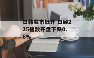 日韩股市低开 日经225指数开盘下跌0.6%
