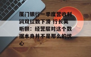 厦门银行一季度营收利润双位数下滑 行长吴昕颢：经营层对这个数据本身并不是那么的忧心