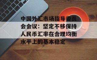 中国外汇市场指导委员会会议：坚定不移保持人民币汇率在合理均衡水平上的基本稳定