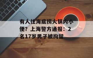 有人往海底捞火锅内小便？上海警方通报：2名17岁男子被拘留