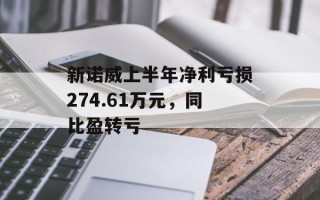 新诺威上半年净利亏损274.61万元，同比盈转亏