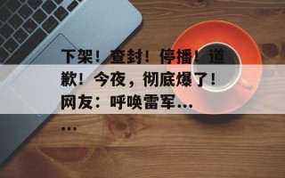 下架！查封！停播！道歉！今夜，彻底爆了！网友：呼唤雷军......