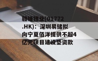 赣锋锂业(01772.HK)：深圳易储拟向宁夏佰洋提供不超4亿元项目建设垫资款