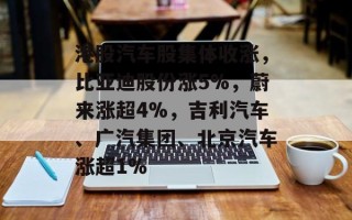 港股汽车股集体收涨，比亚迪股份涨5%，蔚来涨超4%，吉利汽车、广汽集团、北京汽车涨超1%