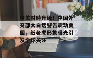 中美对峙升级！中国外交部大白话警告震动美国，纸老虎形象曝光引发全球关注