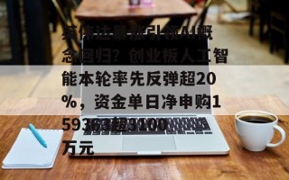 英伟达暴涨引领AI概念回归？创业板人工智能本轮率先反弹超20%，资金单日净申购159363超3100万元