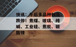 快讯：午后多品种触及跌停！焦煤、玻璃、纯碱、工业硅、焦炭、碳酸锂