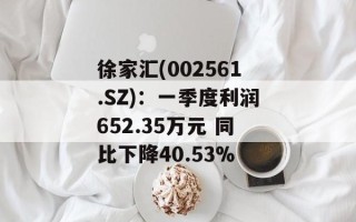徐家汇(002561.SZ)：一季度利润652.35万元 同比下降40.53%