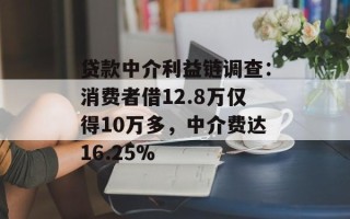贷款中介利益链调查：消费者借12.8万仅得10万多，中介费达16.25%