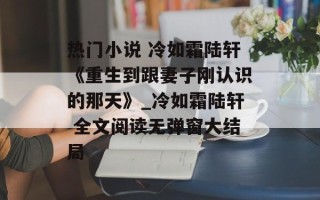 热门小说 冷如霜陆轩《重生到跟妻子刚认识的那天》_冷如霜陆轩 全文阅读无弹窗大结局