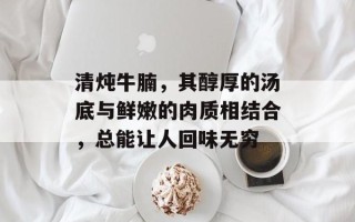 清炖牛腩，其醇厚的汤底与鲜嫩的肉质相结合，总能让人回味无穷