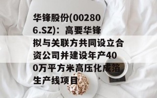 华锋股份(002806.SZ)：高要华锋拟与关联方共同设立合资公司并建设年产400万平方米高压化成箔生产线项目