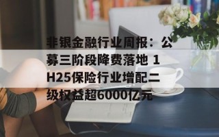 非银金融行业周报：公募三阶段降费落地 1H25保险行业增配二级权益超6000亿元