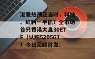 港股热潮正当时，科技、红利一手抓！全市场首只香港大盘30ETF（认购520563）今日荣耀首发！