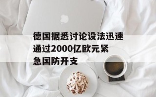德国据悉讨论设法迅速通过2000亿欧元紧急国防开支
