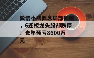 微信小店概念局部回暖，6连板龙头股却跌停！去年预亏8600万元