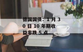 德国国债：1 月 30 日 10 年期收益率跌 5 点