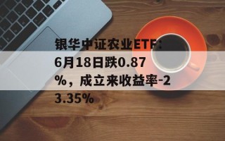 银华中证农业ETF：6月18日跌0.87%，成立来收益率-23.35%
