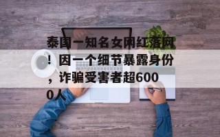 泰国一知名女网红落网！因一个细节暴露身份，诈骗受害者超6000人