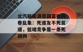 北汽新能源张国富批内卷乱象：死道友不死贫道，低端竞争是一条死胡同