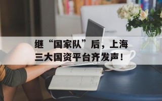 继“国家队”后，上海三大国资平台齐发声！