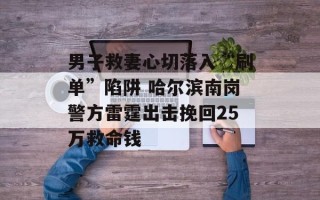 男子救妻心切落入“刷单”陷阱 哈尔滨南岗警方雷霆出击挽回25万救命钱