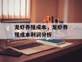 龙虾养殖成本，龙虾养殖成本利润分析