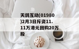 天鸽互动(01980)2月3日斥资11.11万港元回购20万股