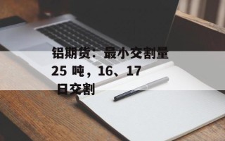 铝期货：最小交割量 25 吨，16、17 日交割