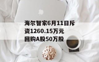 海尔智家6月11日斥资1260.15万元回购A股50万股