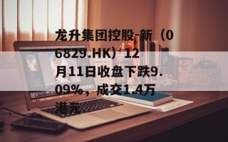 龙升集团控股-新（06829.HK）12月11日收盘下跌9.09%，成交1.4万港元