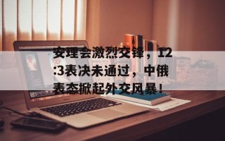 安理会激烈交锋，12:3表决未通过，中俄表态掀起外交风暴！