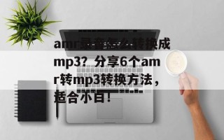 amr录音怎么转换成mp3？分享6个amr转mp3转换方法，适合小白！