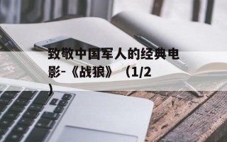 致敬中国军人的经典电影-《战狼》（1/2）