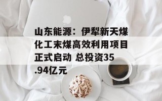 山东能源：伊犁新天煤化工末煤高效利用项目正式启动 总投资35.94亿元