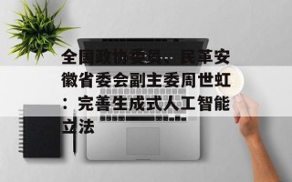 全国政协委员、民革安徽省委会副主委周世虹：完善生成式人工智能立法