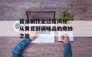 酱油制作全过程揭秘：从黄豆到调味品的奇妙之旅